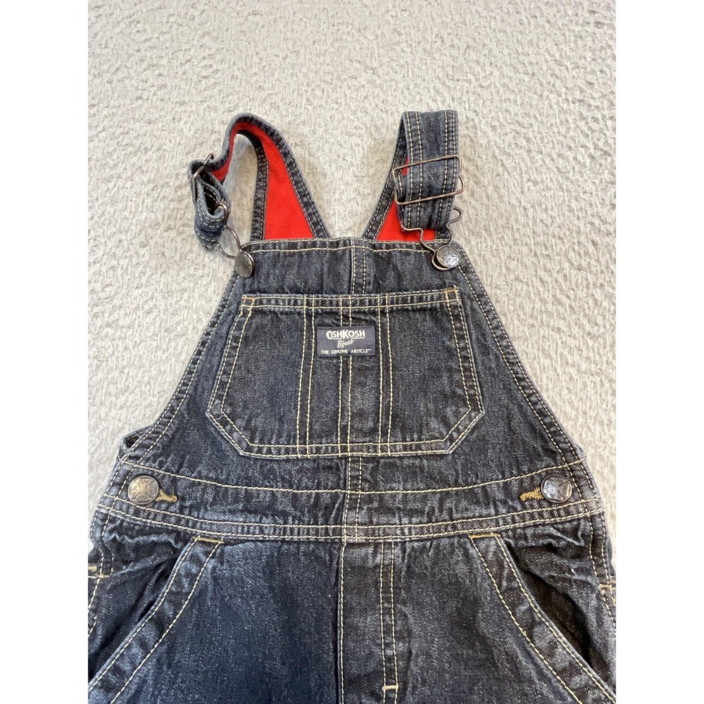 OshKosh B'gosh Overalls Boys 4T Blue Denim Fleece Lined Bib Pants Winter Snow - Picture 2 of 7